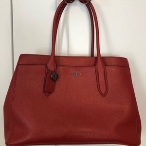Authentic Coach Red Carry All bag, Crossgrain leather.